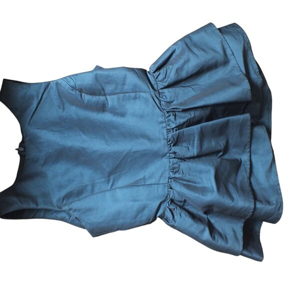 ASOS TEAL Shiny Taffeta Peplum Sleeveless Tank S - Picture 4 of 6